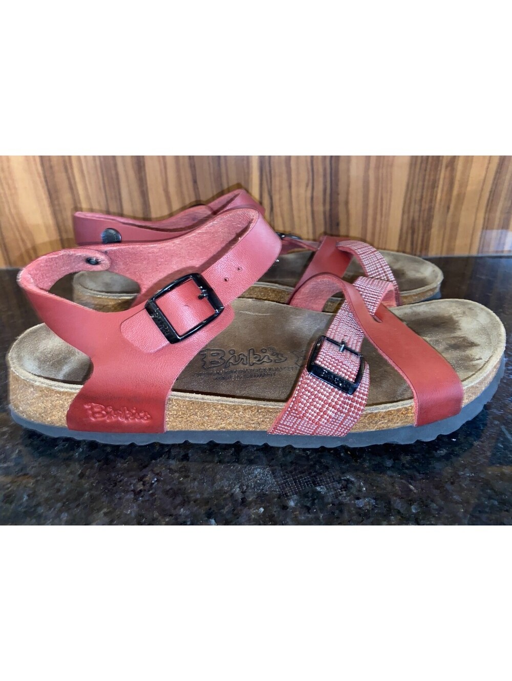 Birkenstock Birki's Sandals Lille Red 40 EU 70 260 Narrow US 9 W 7 M Crisscross